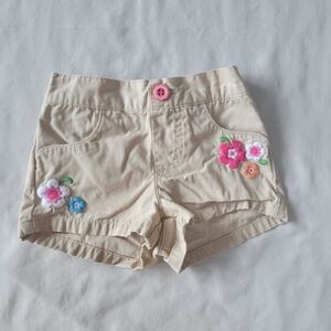 Gymboree Tan Kids Shorts with Floral Embroidery